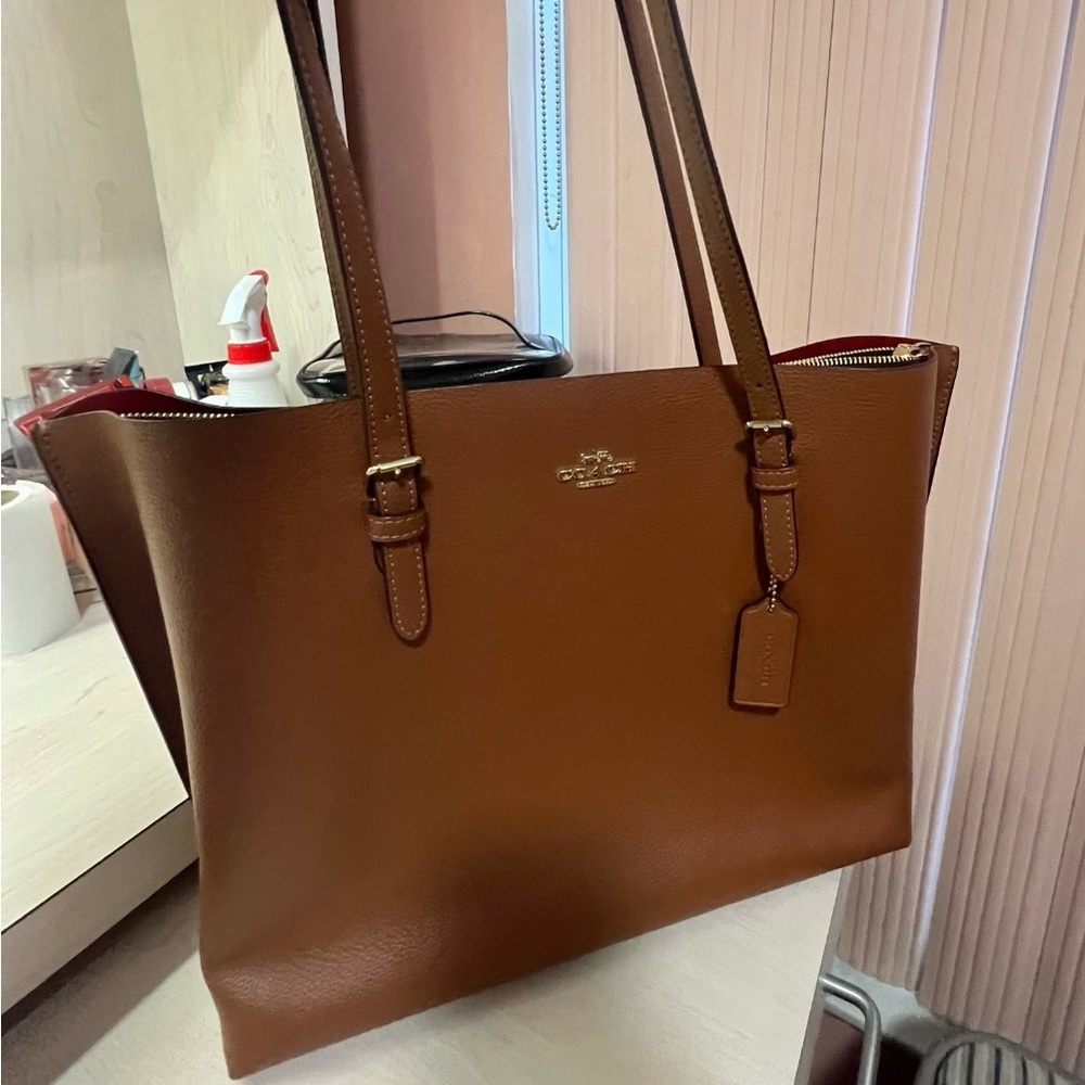 Brown coach leather tote